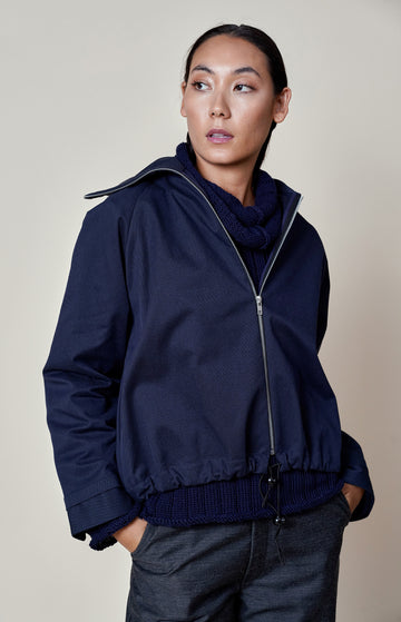 Blue Twill Bomber Jacket