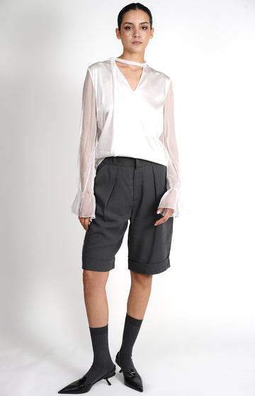 Grey Shorts With Turn Up