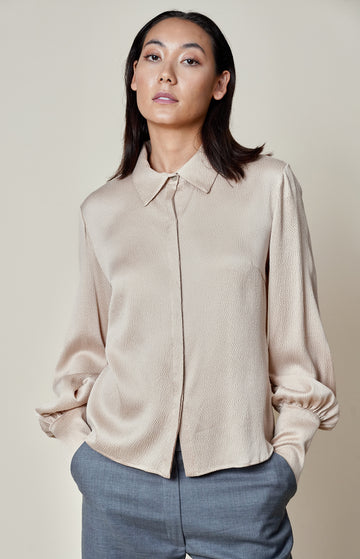 Beige Hammered Silk Shirt