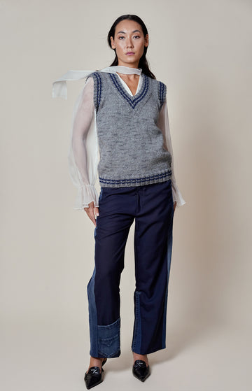 Grey/Blue Knit Vest