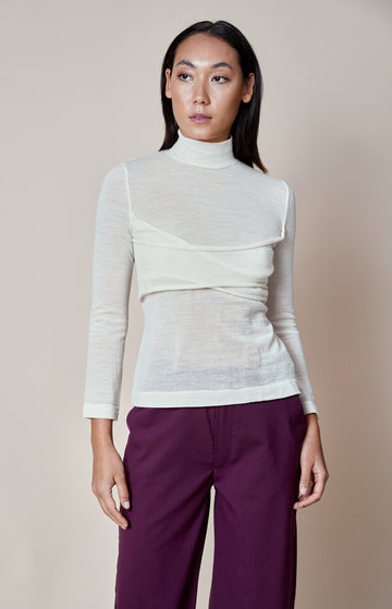 Merino Mock Wrap Top