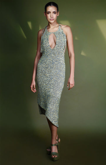 Multicoloured Knit Dress With Plunging Back