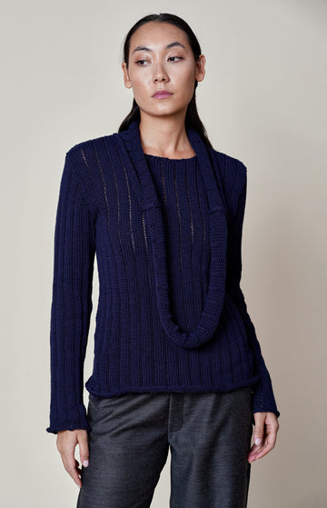 Navy Rib Knit Jumper