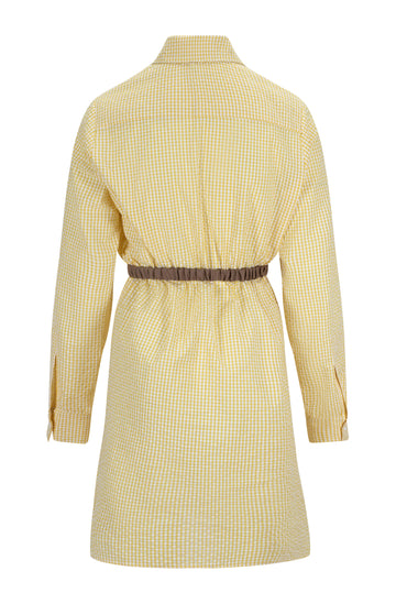 Yellow/White Cotton Seersucker Shirtdress