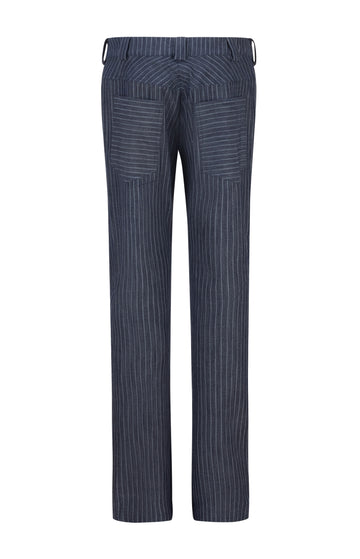 Blue Striped Straight Cut Denims