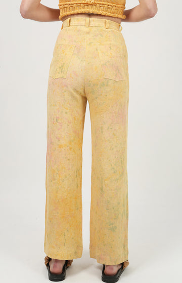 Yellow Linen High Rise Trousers