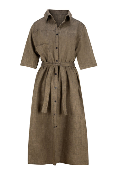 Herringbone Linen Shirtdress