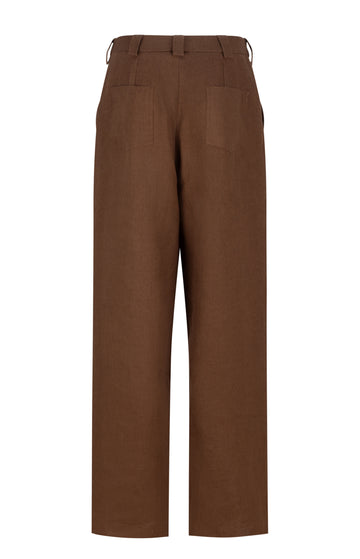 Brown Wide Leg Linen Trousers