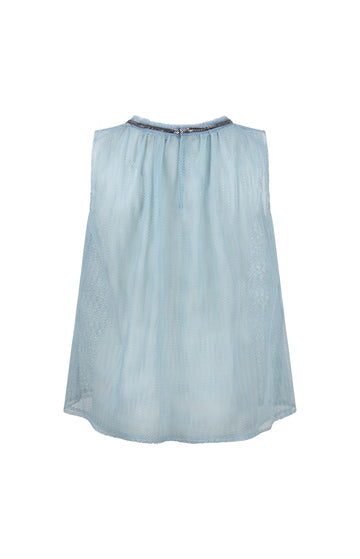 Light Blue Cotton Lace Top