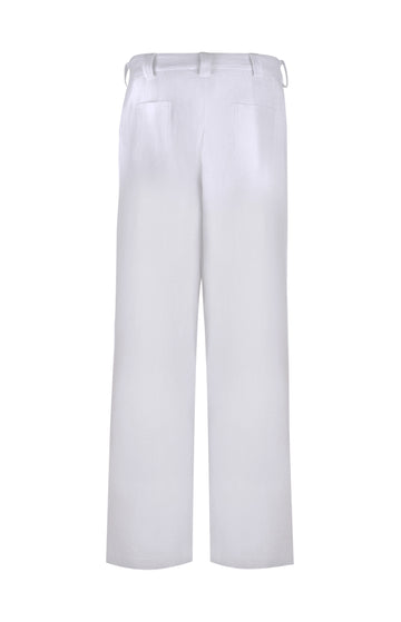 White Wide Leg  Linen Trousers