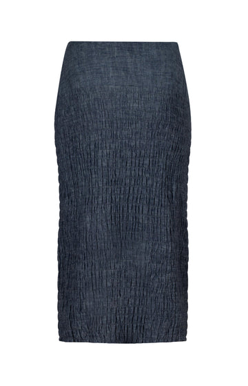 Black Cotton Ruched Fitted Skirt