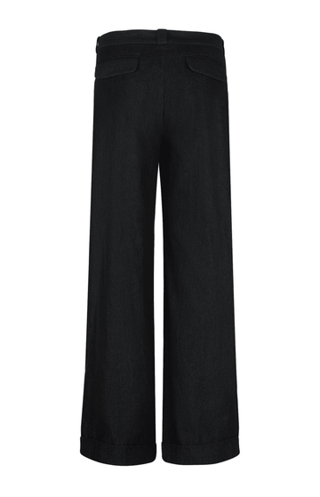Black  Mid-Rise Cotton Twill Trousers