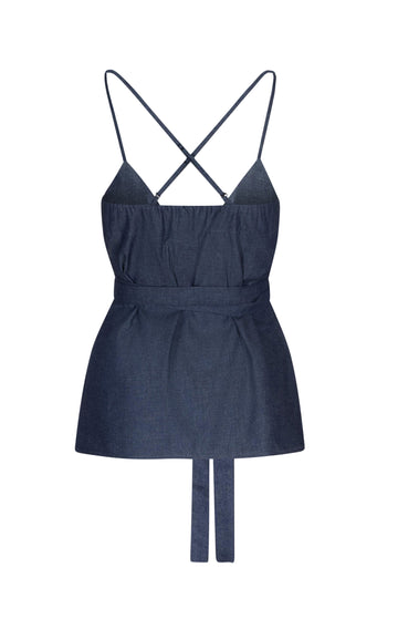 Denim Cotton Wrap Top