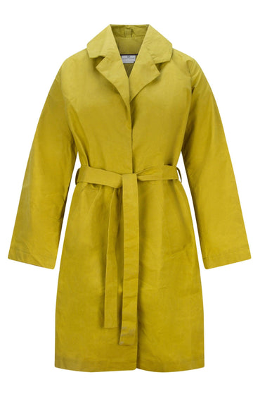Lime Belted Cotton Waxed Coat