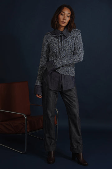 Blue Marled Knit fitted Jumper