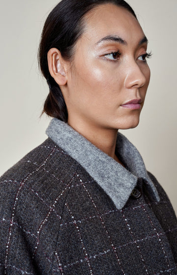 Hot Chocolate Checked Wool Coat