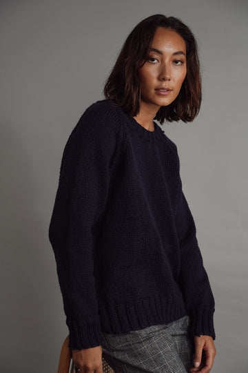 Navy Chunky Knit Wool Jumper