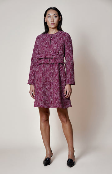Wine Cropped Tweed Jacket