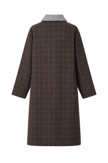 Hot Chocolate Checked Wool Coat