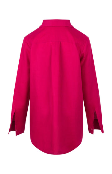 Magenta Linen Safari Shirt