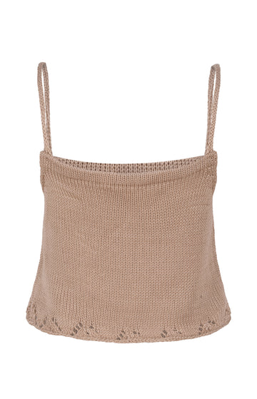Beige Cotton Knit Cami Top