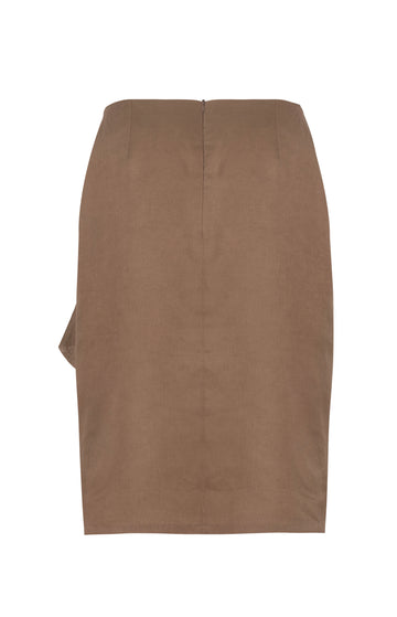 Beige Linen Skirt With Ruffles