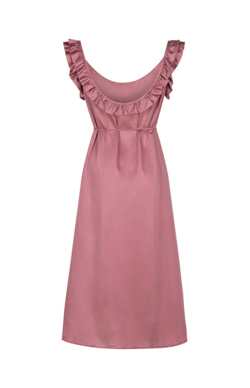 Pink Cotton Sateen Sleeveless Dress