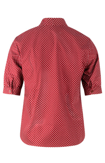 Red Polka Dot Short Sleeve Bow Shirt