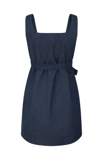 Navy Denim Sleeveless Mini Dress