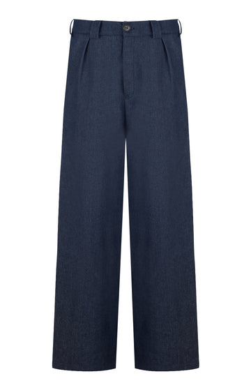 Denim Cotton Wide Leg Trousers