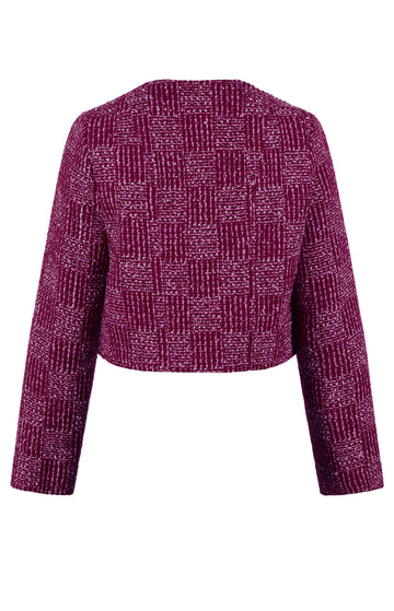 Burgundy Cropped Tweed Jacket