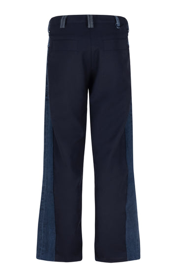 Navy Merino Upcycled Denim Trousers