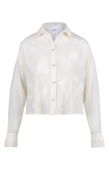 Cream Cropped Silk Shirt