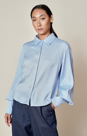 Light Blue Hammered Silk Shirt