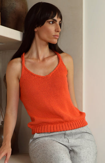 Orange Knit Cami Top