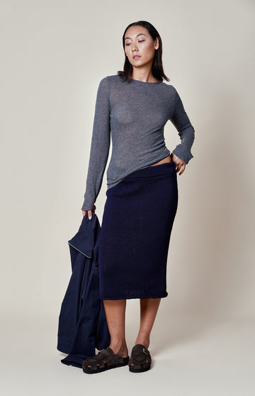 Blue Knit Long Skirt