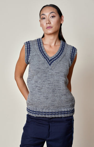 Grey/Blue Knit Vest