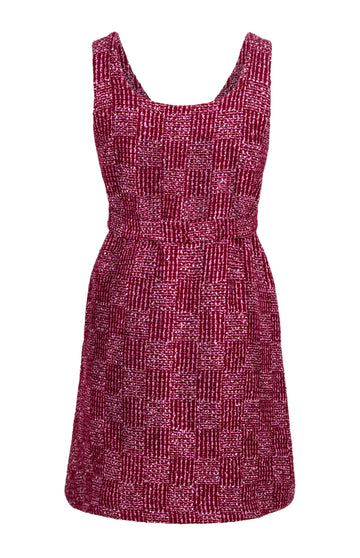 Burgundy Tweed Sleeveless Dress