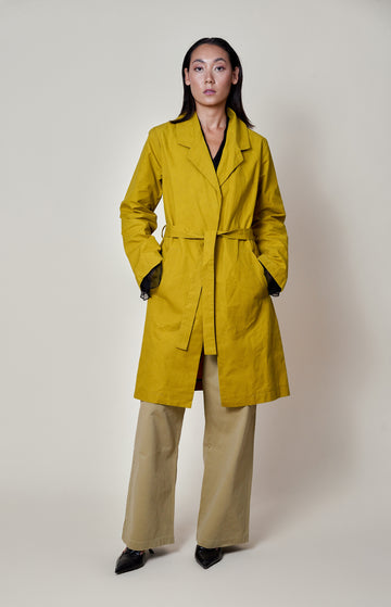 Lime Crisp Cotton Waxed Coat