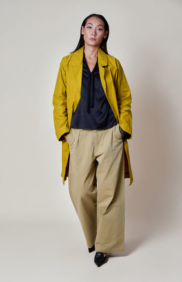 Lime Crisp Cotton Waxed Coat