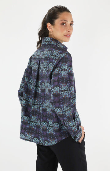 Purple Kaleidoscope Print Cotton Loose Fit Shirt