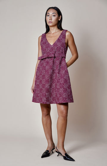 Burgundy Tweed Sleeveless Dress