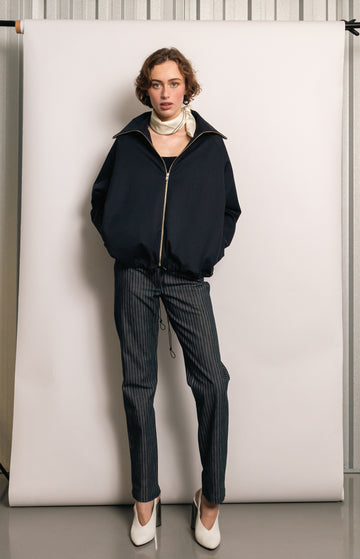 Blue Twill Bomber Jacket