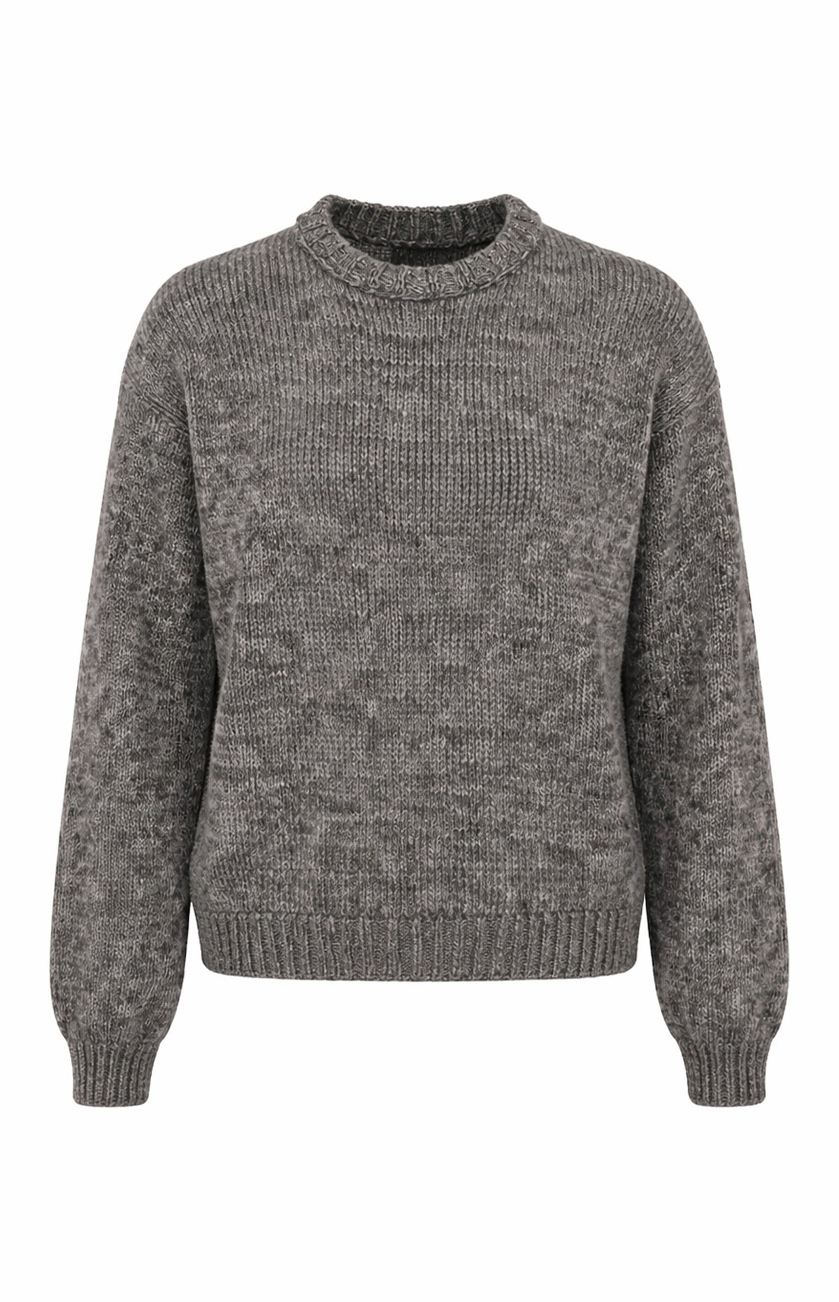 Grey Handmade Unisex Alpaca Cashmere Crew Neck Jumper
