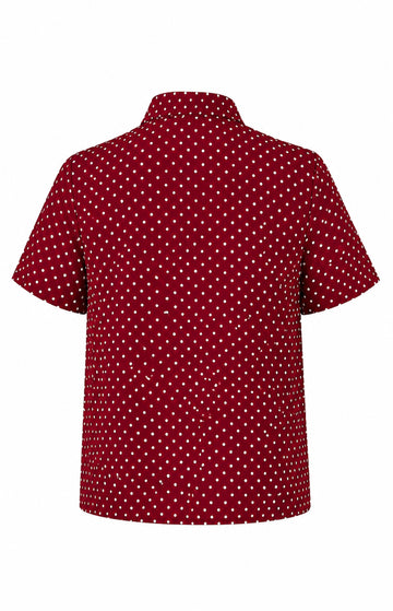 Red Polka Dot Short Sleeve Bow Shirt