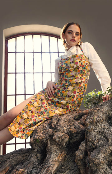 Multicoloured Floral Cotton Fitted Dress