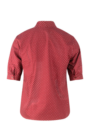 Red Polka Dot Short Sleeve Bow Shirt