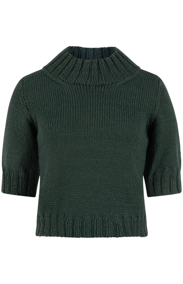 Green Knitted Short Sleeve Top