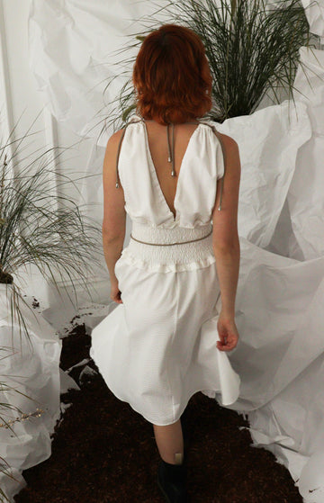 White Cotton Seersucker Dress