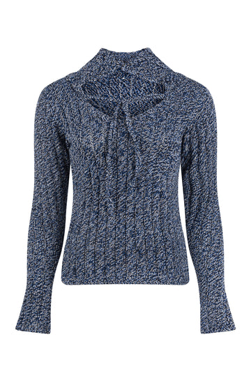 Blue Marled Knit fitted Jumper